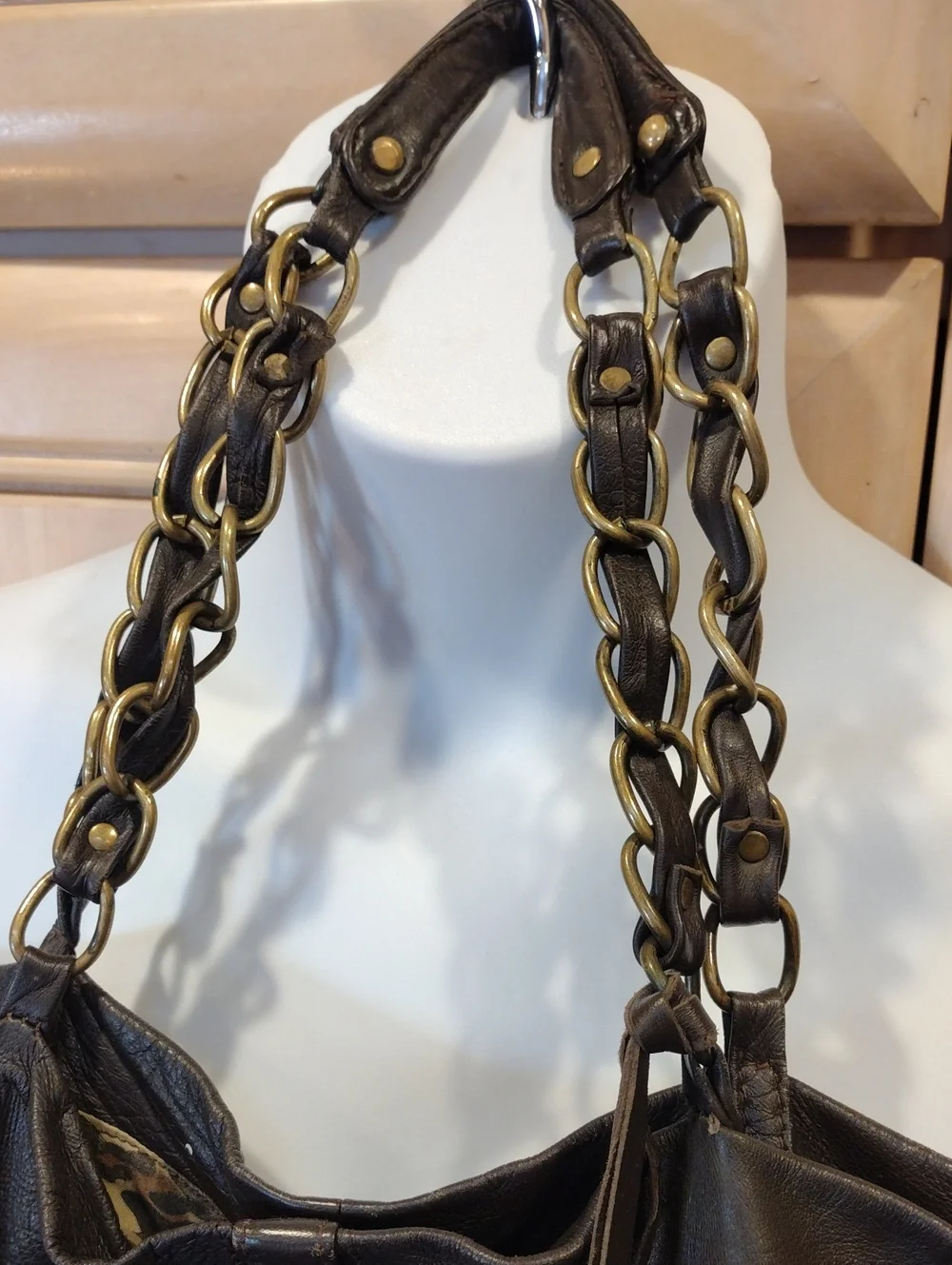 🩷 Y2K Betsey Johnson Brown Leather Slouchy Studded Hobo Bag